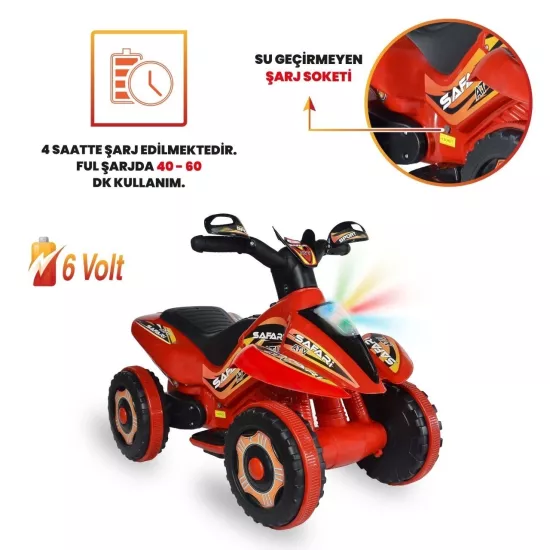 VaVbaby Crazy Cross Akülü Motor ATV 6v Kırmızı